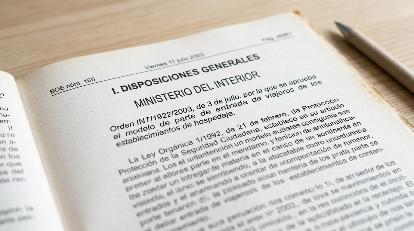 Modelo Parte Entrada Viajeros BOE | Gestión Alojamiento