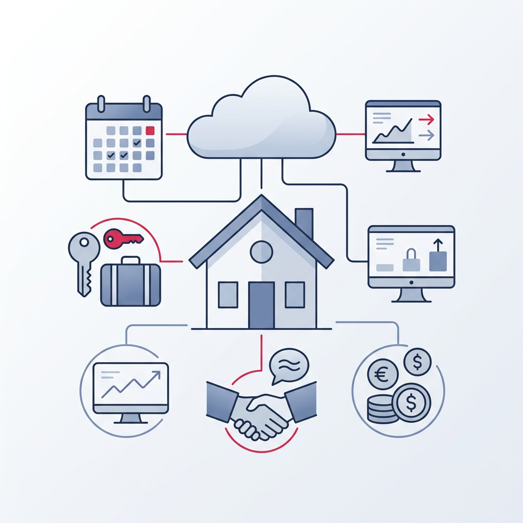 Interface utilisateur du logiciel Avaibook affichant un calendrier de réservations et des options de gestion des propriétés.